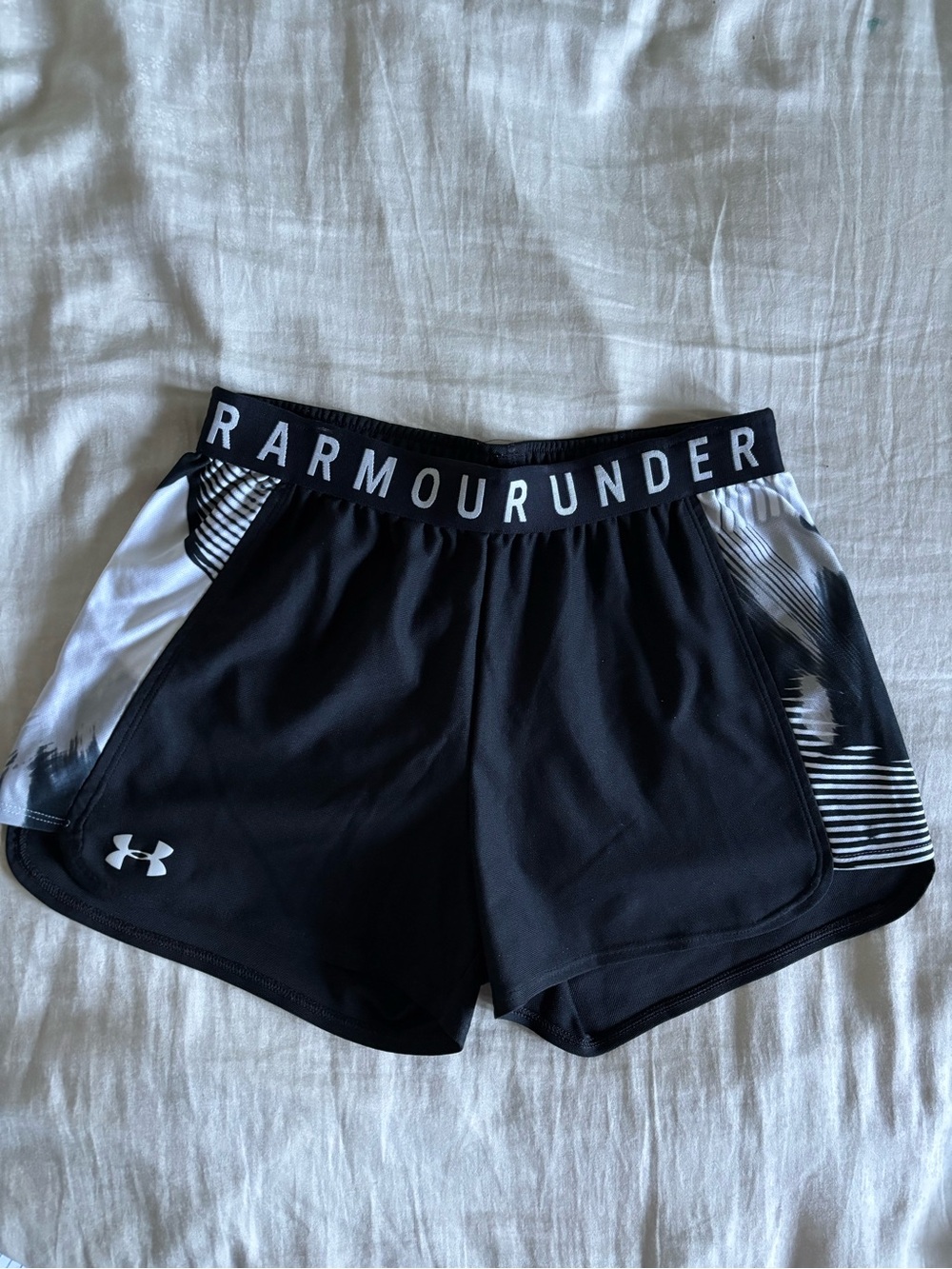 Under Armour Black Women's Athletic Shorts with White Accent Panels